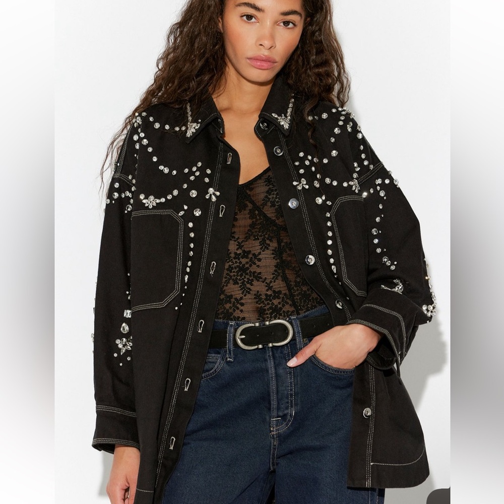 Free people Embellished Black Jacket♣️🔥